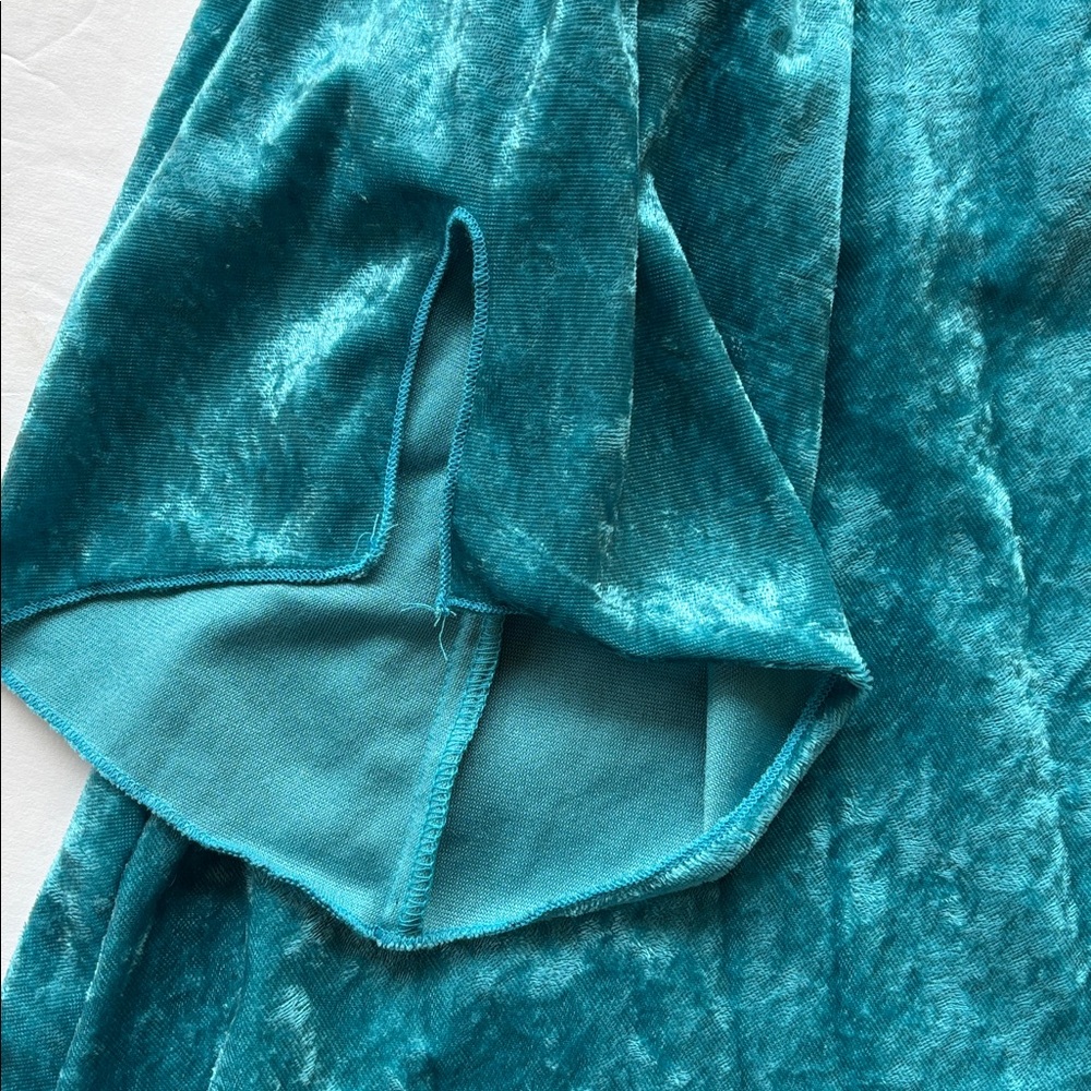 Vintage Y2K New Teal Velvet XL Fairy Peasant Blouse Top Beaded Embroidered - Picture 15 of 17